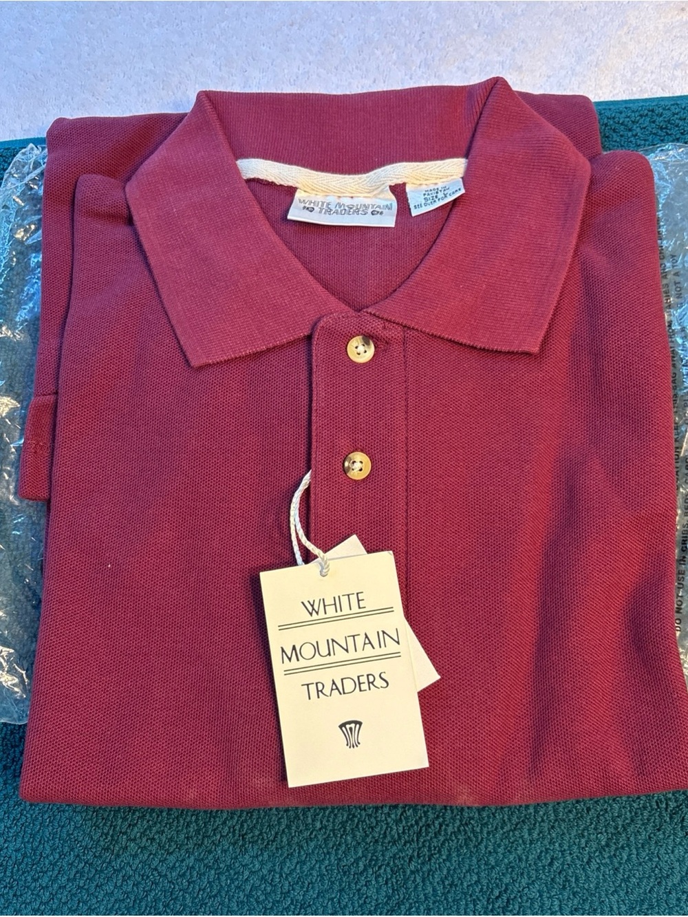 White Mountain Traders Men’s Burgundy Polo Shirt SS Large